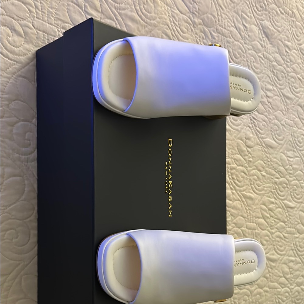 Donna Karan Elegant White Slides